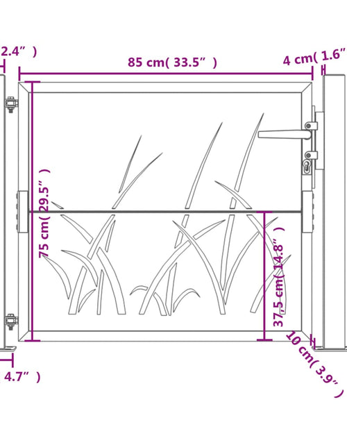 Încărcați imaginea în vizualizatorul Galerie, Poartă pentru grădină, 105x80 cm, oțel corten, model iarbă
