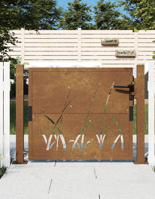 Încărcați imaginea în vizualizatorul Galerie, Poartă pentru grădină, 105x80 cm, oțel corten, model iarbă
