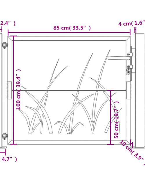 Încărcați imaginea în vizualizatorul Galerie, Poartă pentru grădină, 105x105 cm, oțel corten, model iarbă
