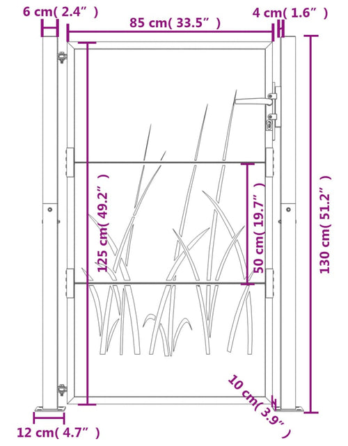 Încărcați imaginea în vizualizatorul Galerie, Poartă pentru grădină, 105x130 cm, oțel corten, model iarbă
