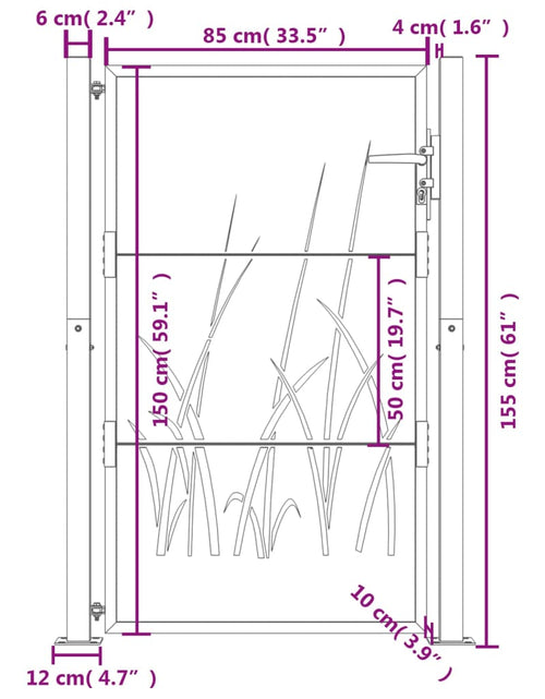 Încărcați imaginea în vizualizatorul Galerie, Poartă pentru grădină, 105x155 cm, oțel corten, model iarbă
