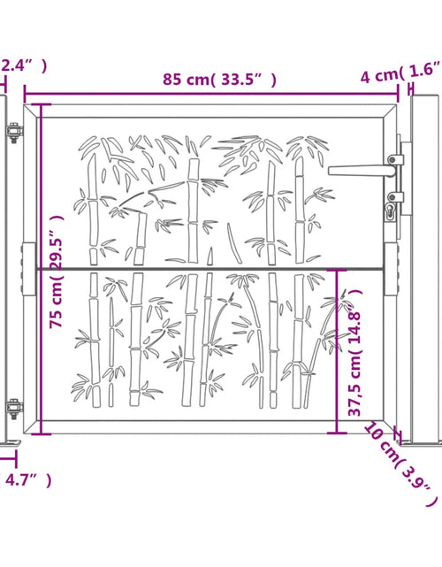 Încărcați imaginea în vizualizatorul Galerie, Poartă pentru grădină, 105x80 cm, oțel corten, model bambus
