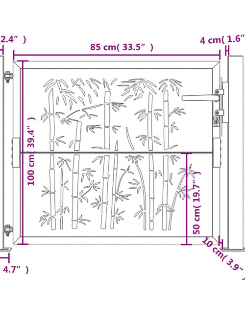 Încărcați imaginea în vizualizatorul Galerie, Poartă pentru grădină, 105x105 cm, oțel corten, model bambus
