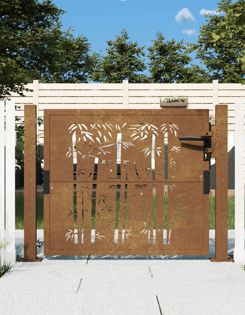 Încărcați imaginea în vizualizatorul Galerie, Poartă pentru grădină, 105x105 cm, oțel corten, model bambus
