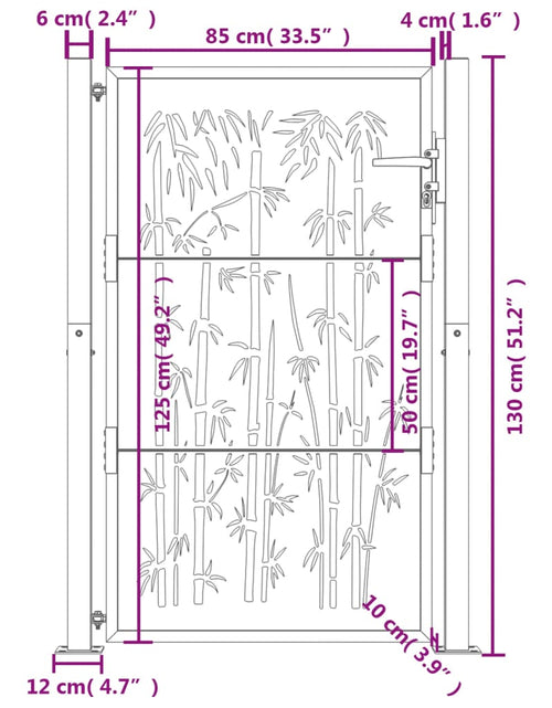Încărcați imaginea în vizualizatorul Galerie, Poartă pentru grădină, 105x130 cm, oțel corten, model bambus

