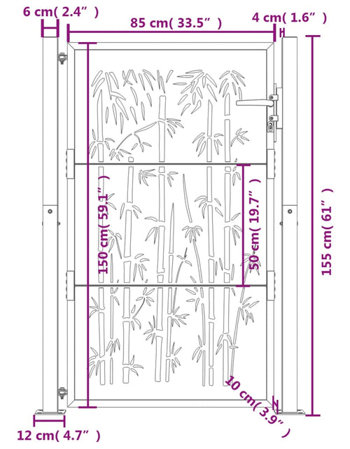 Загрузите изображение в средство просмотра галереи, Poartă pentru grădină, 105x155 cm, oțel corten, model bambus
