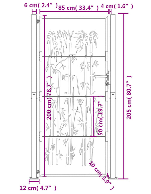 Загрузите изображение в средство просмотра галереи, Poartă pentru grădină, 105x205 cm, oțel corten, model bambus
