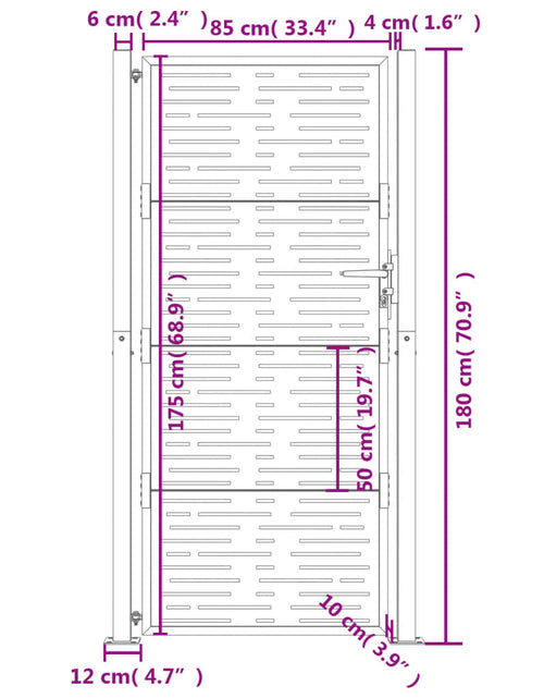 Încărcați imaginea în vizualizatorul Galerie, Poartă pentru grădină, antracit, 105x180 cm, oțel dreptunghiuri
