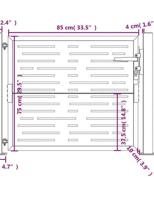 Загрузите изображение в средство просмотра галереи, Poartă pentru grădină, 105x80 cm, oțel corten, dreptunghiuri
