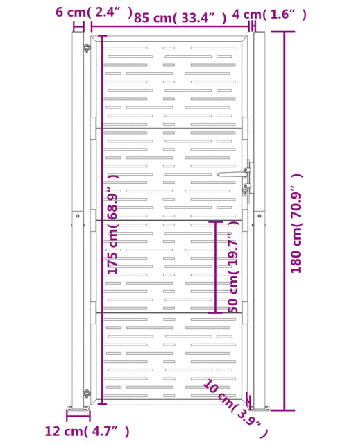 Загрузите изображение в средство просмотра галереи, Poartă pentru grădină, 105x180 cm, oțel corten, dreptunghiuri
