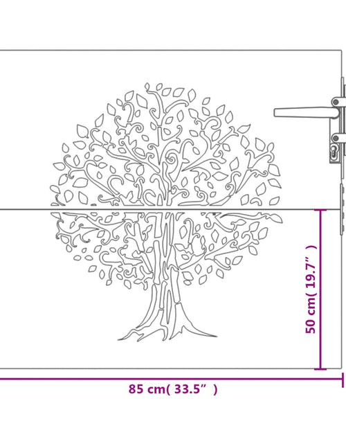 Загрузите изображение в средство просмотра галереи, Poartă pentru grădină, 85x100 cm, oțel corten, model copac
