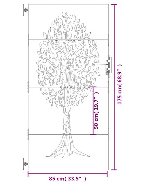 Загрузите изображение в средство просмотра галереи, Poartă pentru grădină, 85x175 cm, oțel corten, model copac
