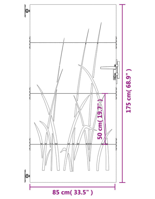 Загрузите изображение в средство просмотра галереи, Poartă pentru grădină, 85x175 cm, oțel corten, model iarbă
