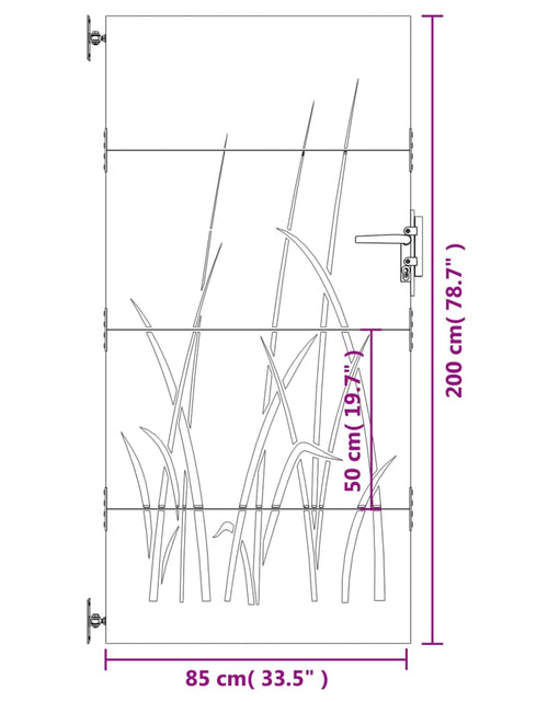 Încărcați imaginea în vizualizatorul Galerie, Poartă pentru grădină, 85x200 cm, oțel corten, model iarbă

