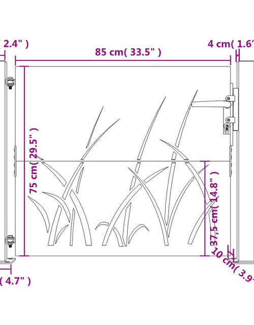 Încărcați imaginea în vizualizatorul Galerie, Poartă pentru grădină, 105x80 cm, oțel corten, model iarbă
