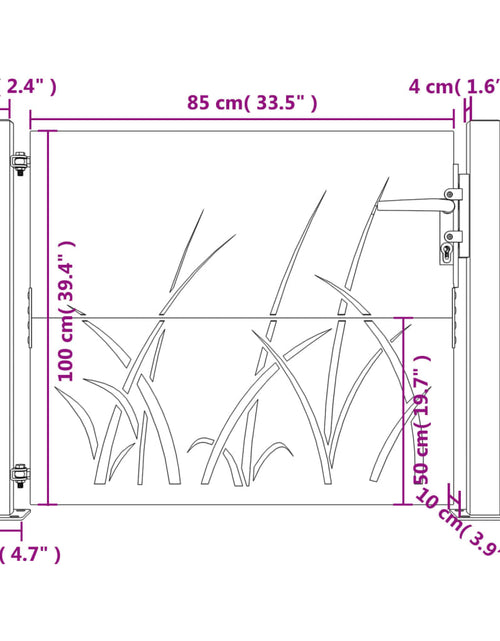 Încărcați imaginea în vizualizatorul Galerie, Poartă pentru grădină, 105x105 cm, oțel corten, model iarbă
