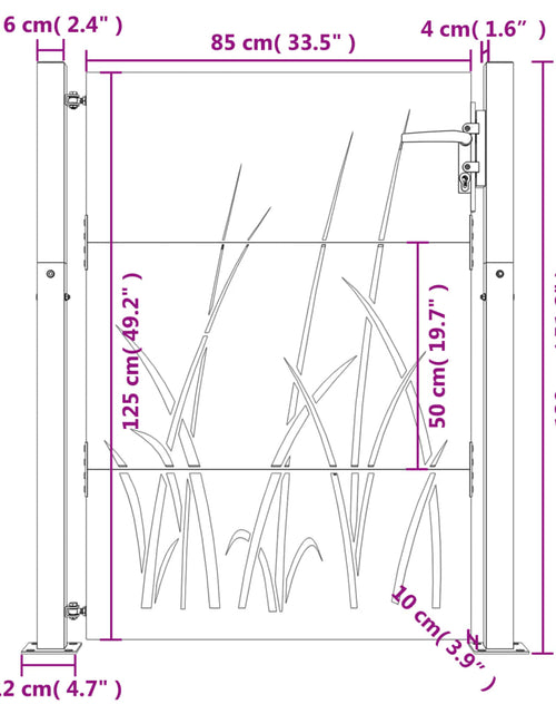 Încărcați imaginea în vizualizatorul Galerie, Poartă pentru grădină, 105x130 cm, oțel corten, model iarbă

