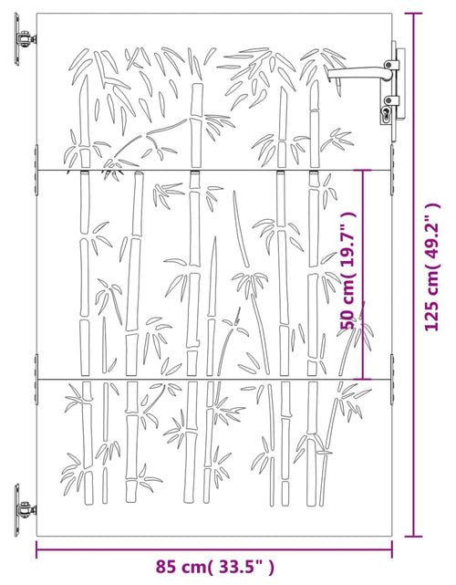 Încărcați imaginea în vizualizatorul Galerie, Poartă pentru grădină, 85x125 cm, oțel corten, model bambus
