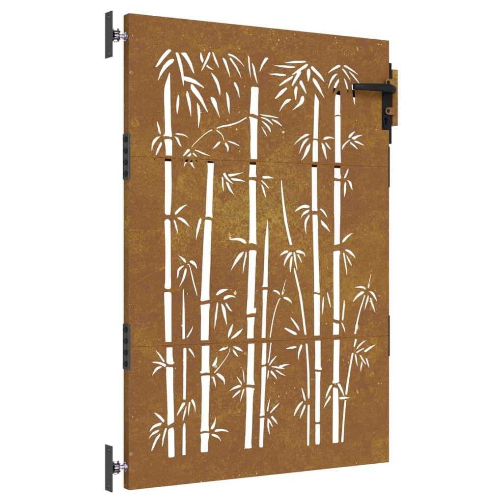 Poartă pentru grădină, 85x150 cm, oțel corten, model bambus