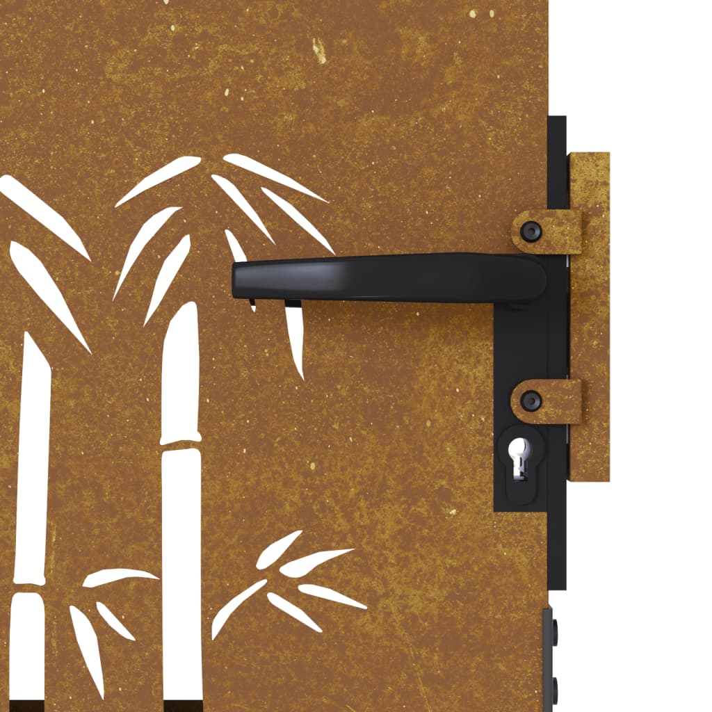 Poartă pentru grădină, 85x150 cm, oțel corten, model bambus