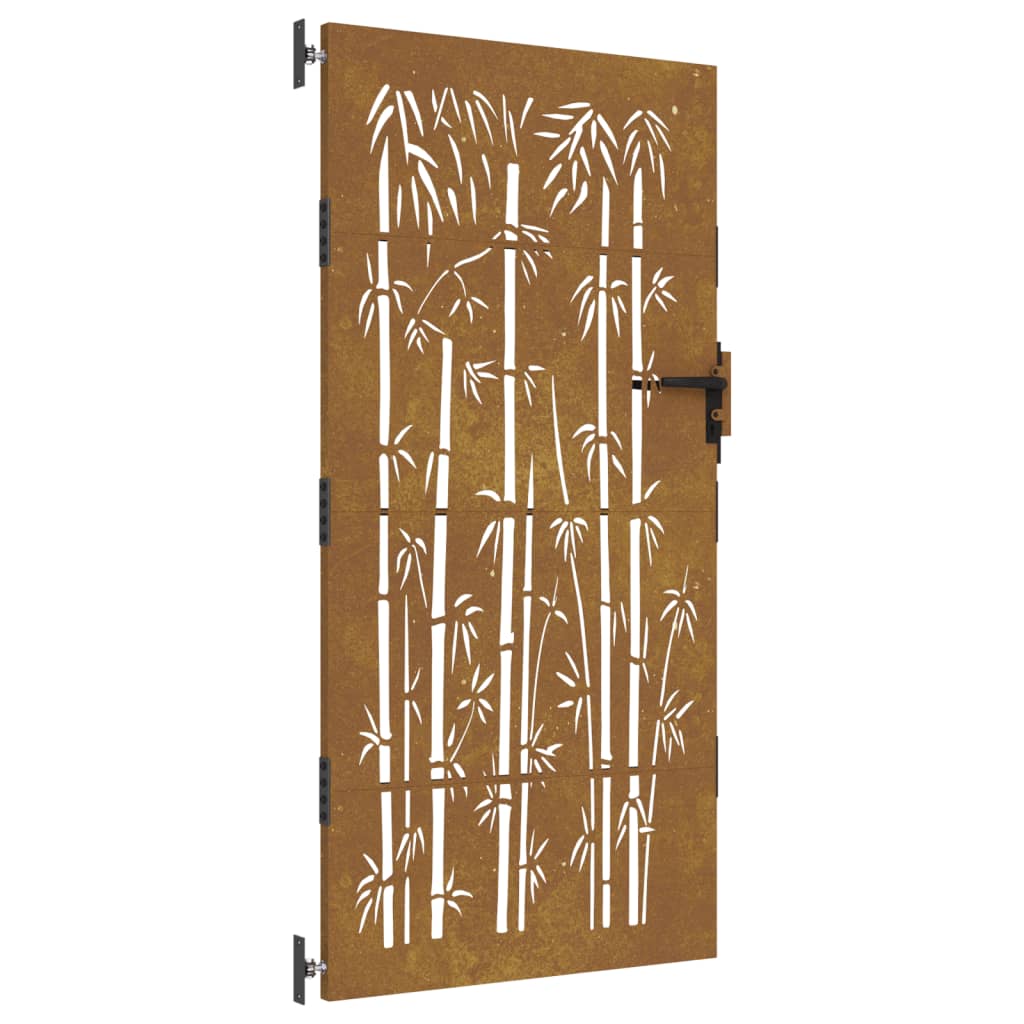 Poartă pentru grădină, 85x175 cm, oțel corten, model bambus