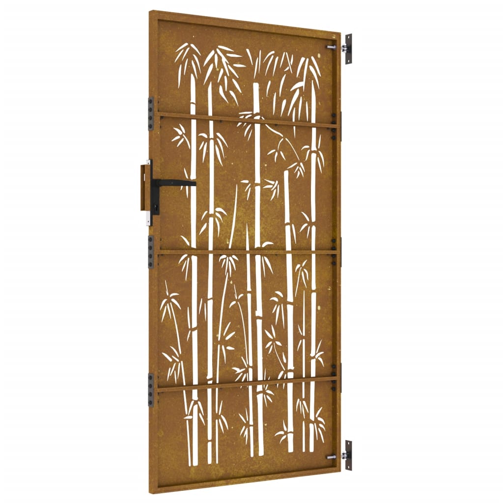 Poartă pentru grădină, 85x175 cm, oțel corten, model bambus