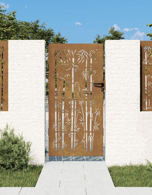 Încărcați imaginea în vizualizatorul Galerie, Poartă pentru grădină, 85x175 cm, oțel corten, model bambus
