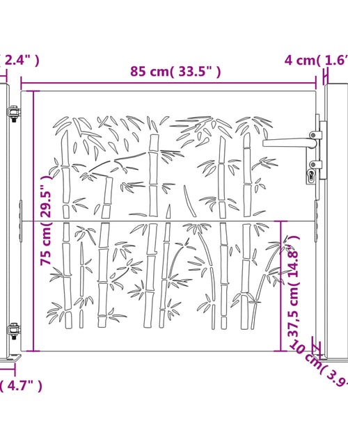 Încărcați imaginea în vizualizatorul Galerie, Poartă pentru grădină, 105x80 cm, oțel corten, model bambus
