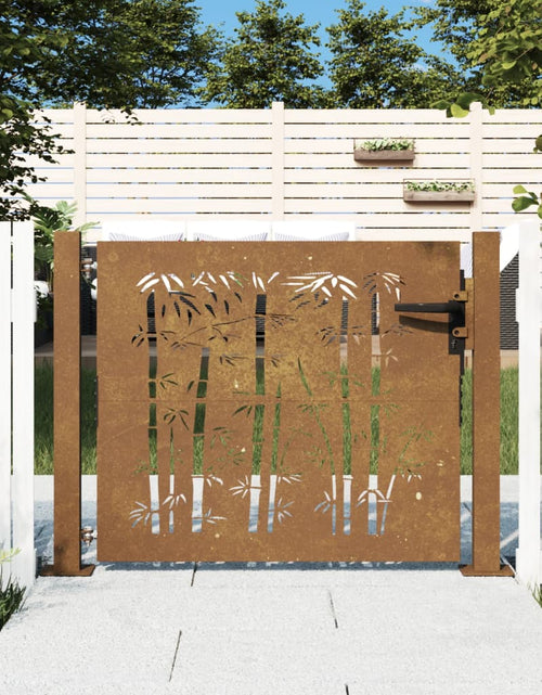 Încărcați imaginea în vizualizatorul Galerie, Poartă pentru grădină, 105x80 cm, oțel corten, model bambus
