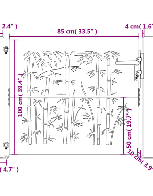 Încărcați imaginea în vizualizatorul Galerie, Poartă pentru grădină, 105x105 cm, oțel corten, model bambus
