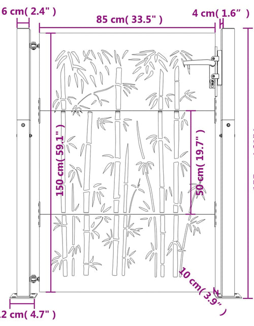 Загрузите изображение в средство просмотра галереи, Poartă pentru grădină, 105x155 cm, oțel corten, model bambus
