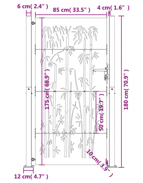 Загрузите изображение в средство просмотра галереи, Poartă pentru grădină, 105x180 cm, oțel corten, model bambus
