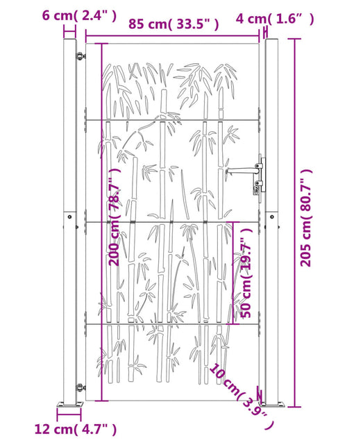 Загрузите изображение в средство просмотра галереи, Poartă pentru grădină, 105x205 cm, oțel corten, model bambus
