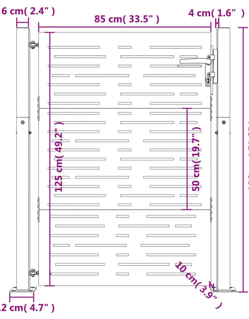 Încărcați imaginea în vizualizatorul Galerie, Poartă pentru grădină, 105x130 cm, oțel corten, dreptunghiuri
