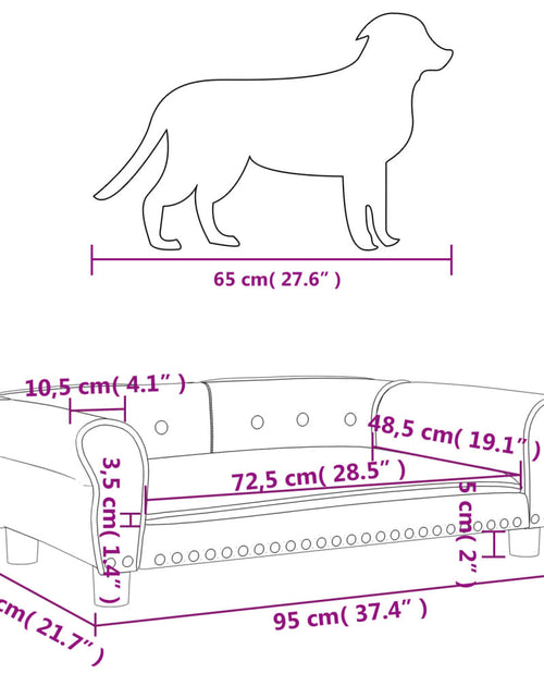 Încărcați imaginea în vizualizatorul Galerie, Pat de câini, maro, 95x55x30 cm, piele ecologică
