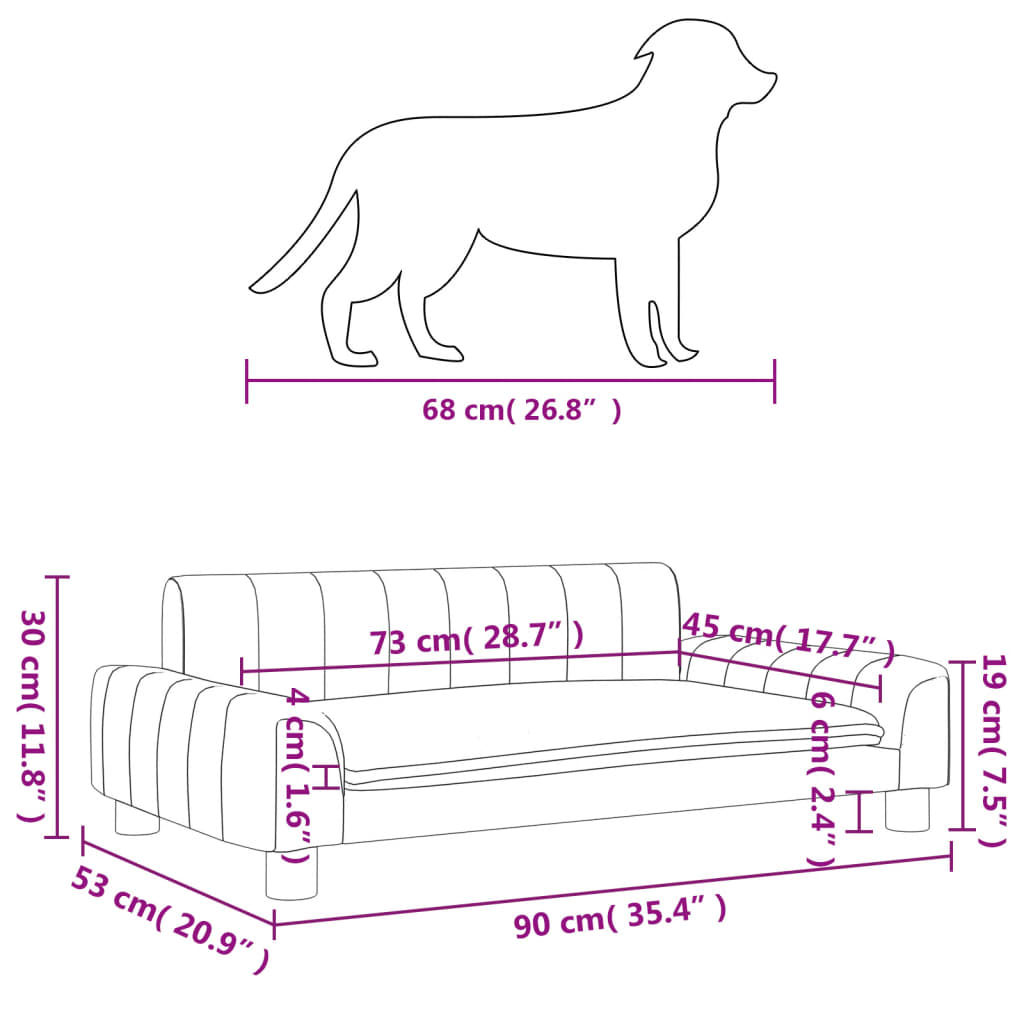 Pat de câini, crem, 90x53x30 cm, material textil