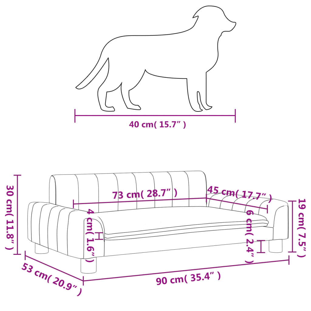 Pat de câini, maro, 90x53x30 cm, piele ecologică