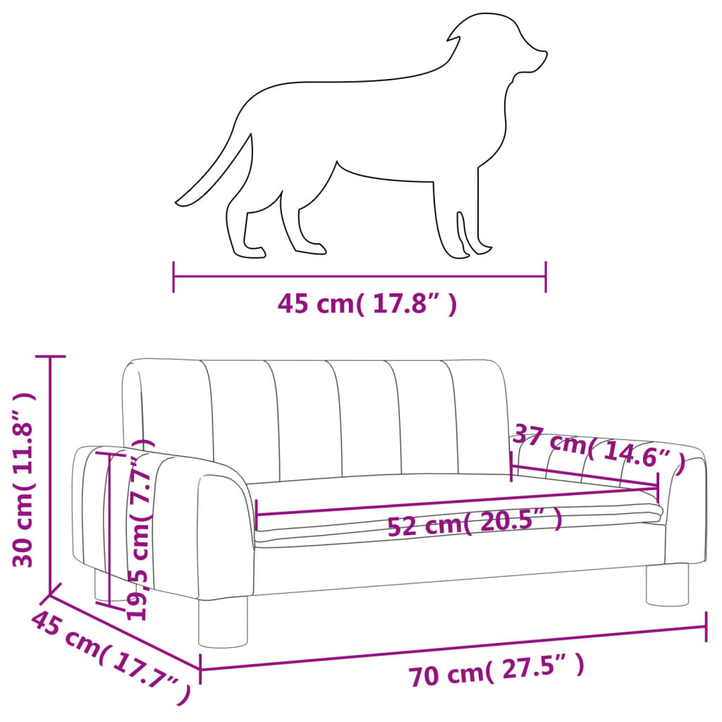 Pat de câini, gri taupe, 70x45x30 cm, textil