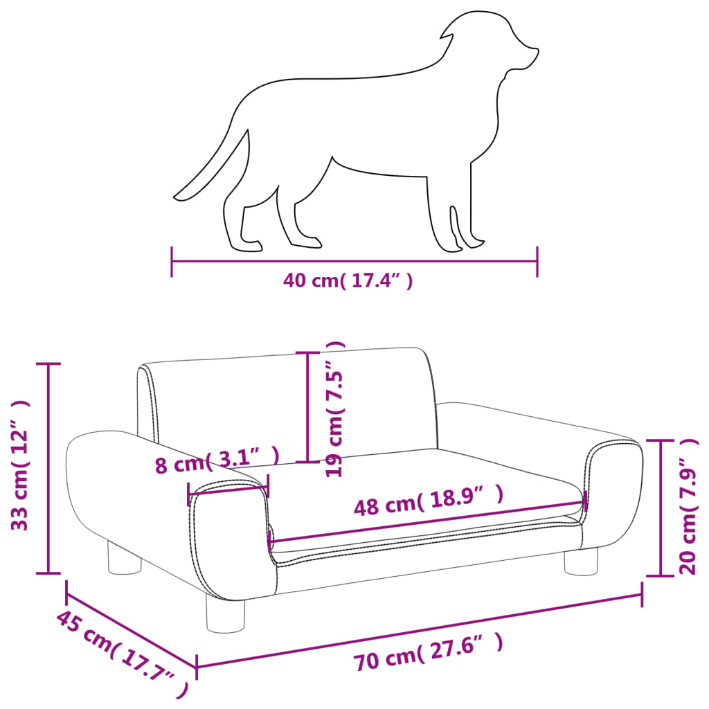 Pat de câini, gri deschis, 70x45x33 cm, catifea