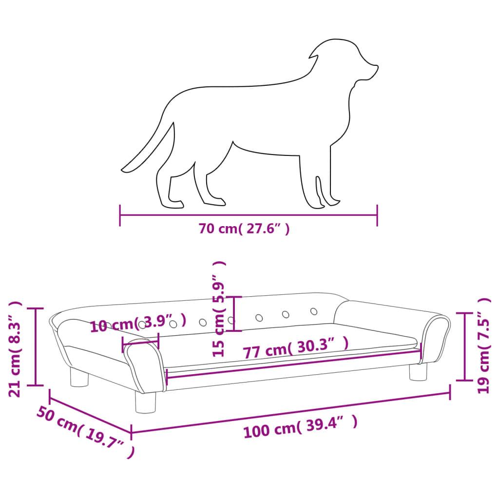 Pat de câini, gri deschis, 100x50x21 cm, catifea