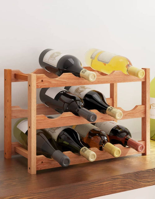 Încărcați imaginea în vizualizatorul Galerie, Raft de vin pentru 12 sticle, lemn masiv de nuc
