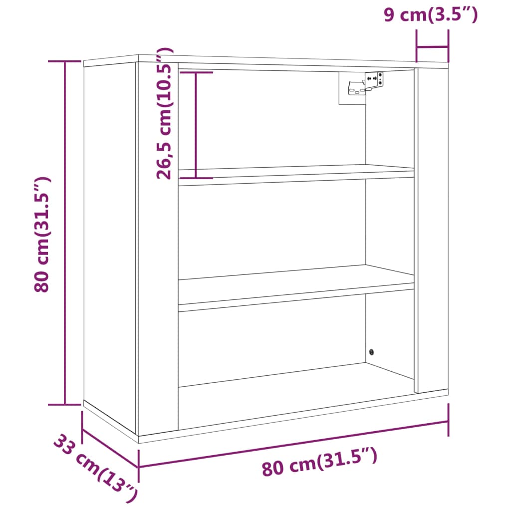 Dulap de perete, stejar sonoma, 80x33x80 cm, lemn prelucrat