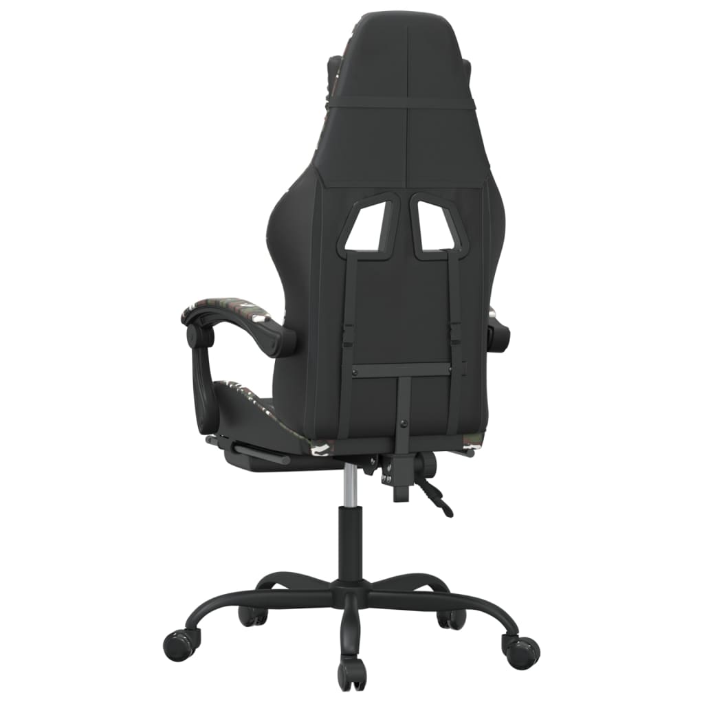 Scaun de gaming cu suport picioare, negru/camuflaj, piele eco