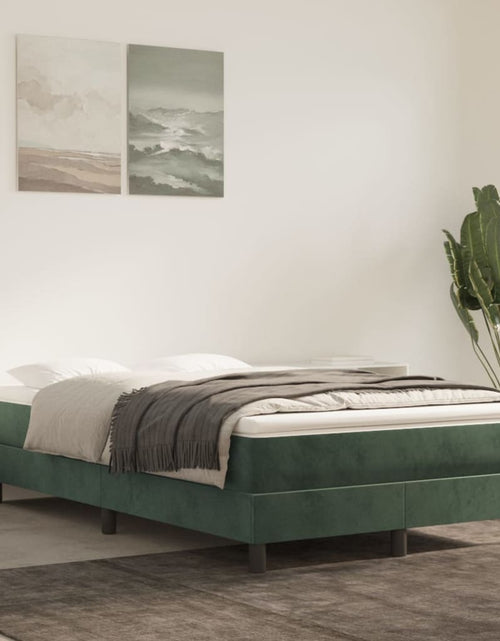 Încărcați imaginea în vizualizatorul Galerie, Cadru de pat, verde închis, 120x200 cm, catifea
