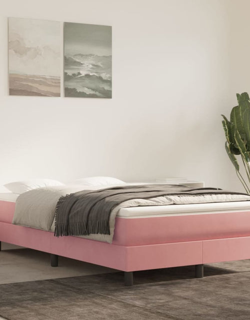 Încărcați imaginea în vizualizatorul Galerie, Cadru de pat box spring, roz, 120x200 cm, catifea
