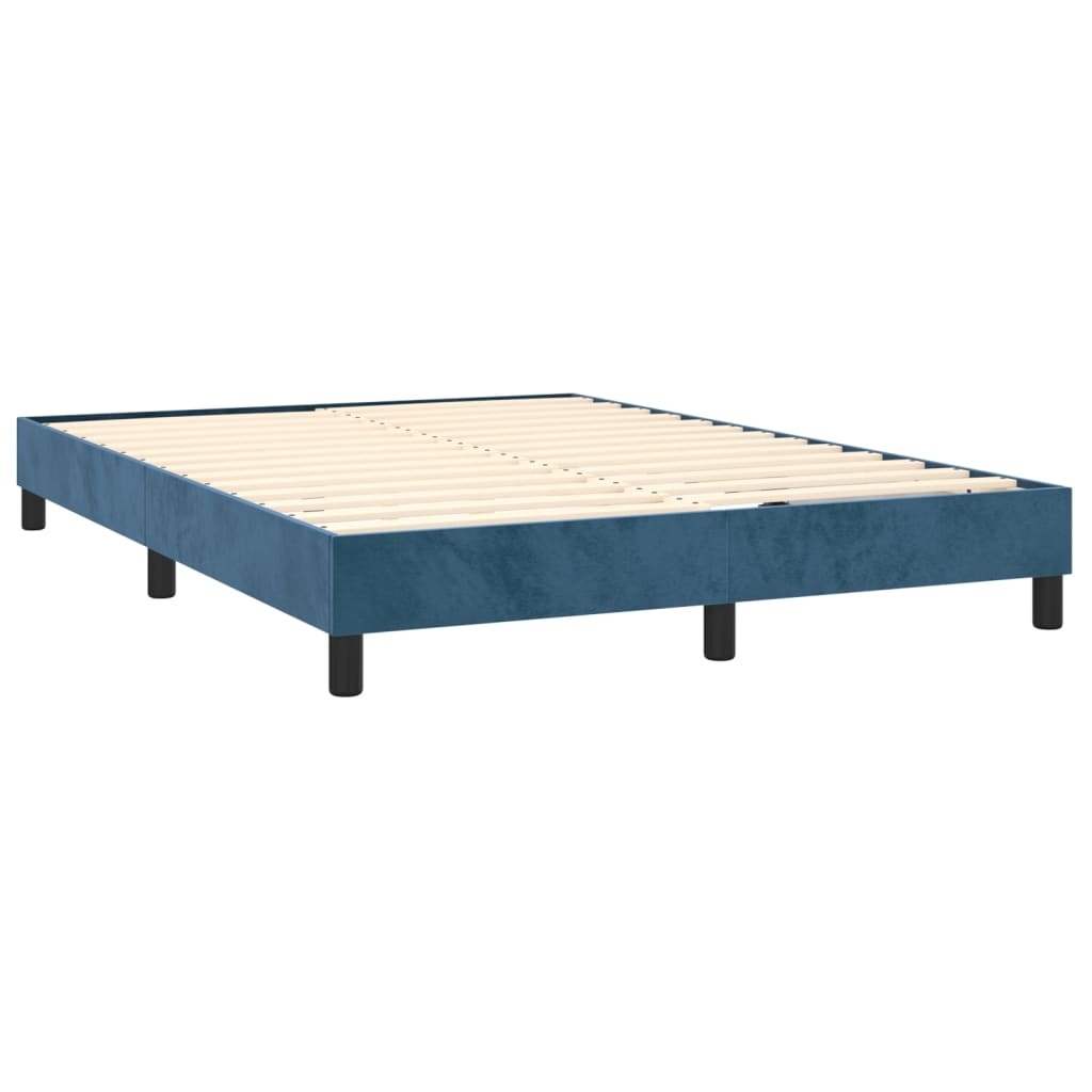Cadru de pat, albastru închis, 140x190 cm, catifea