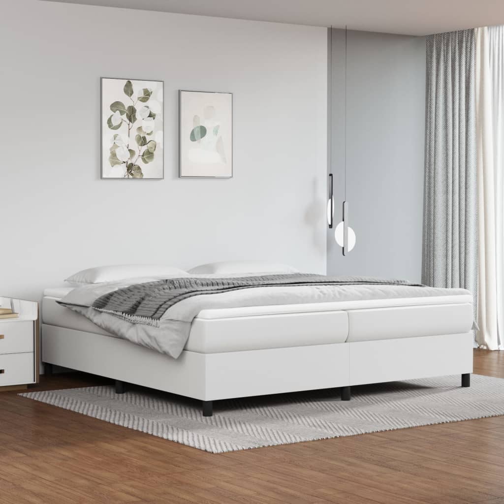 Cadru de pat, alb, 200x200 cm, piele ecologică