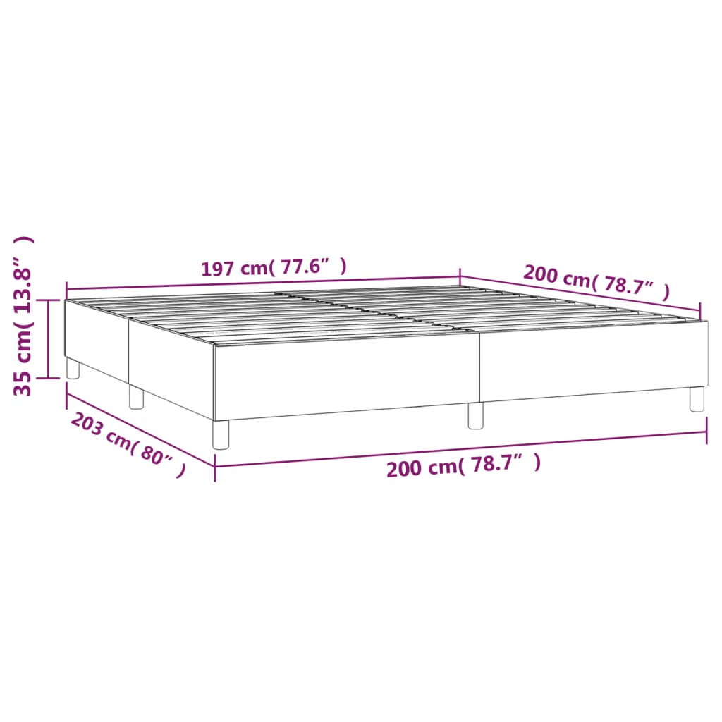 Cadru de pat box spring, gri, 200x200 cm, piele ecologică