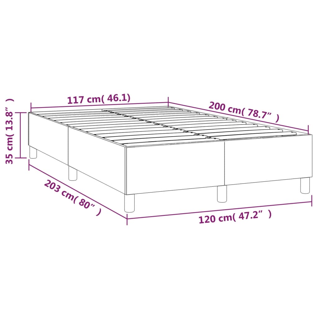 Cadru de pat box spring, albastru închis, 120x200 cm, catifea