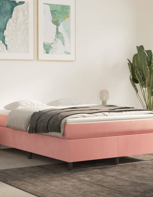 Încărcați imaginea în vizualizatorul Galerie, Cadru de pat box spring, roz, 140x200 cm, catifea
